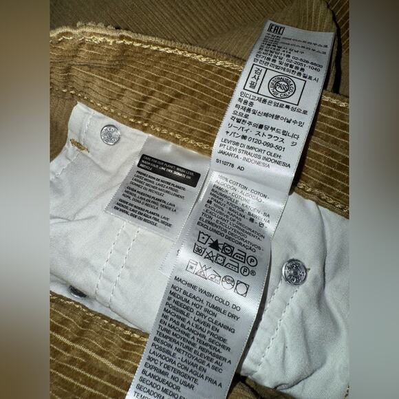 NEW LEVI’S SOFT CORDUROY STRAIGHT LEG PANTS TAN GOLD KHAHI 100% COTTON SZ 29x30 - Picture 6 of 11